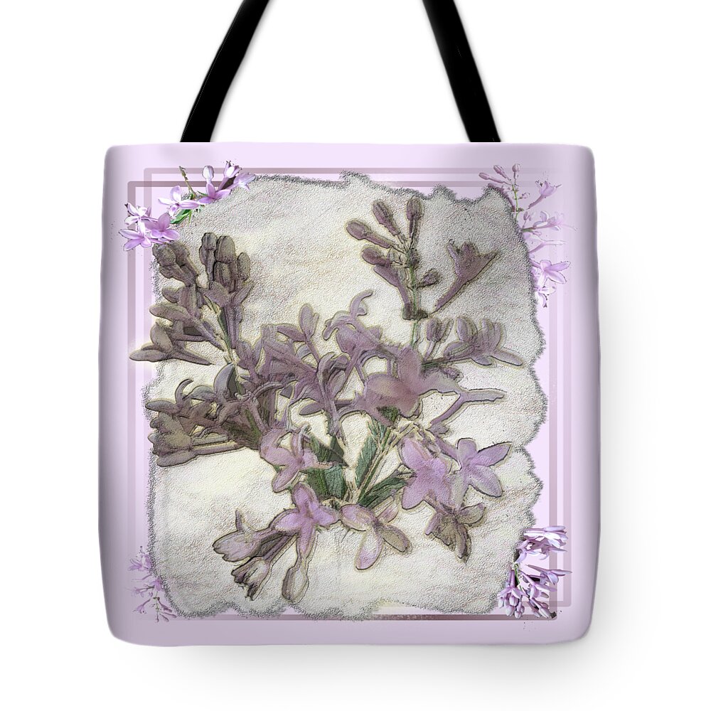 Lavender Tote Bag featuring the digital art Lavender Lilac Fossil Floral Design by Delynn Addams