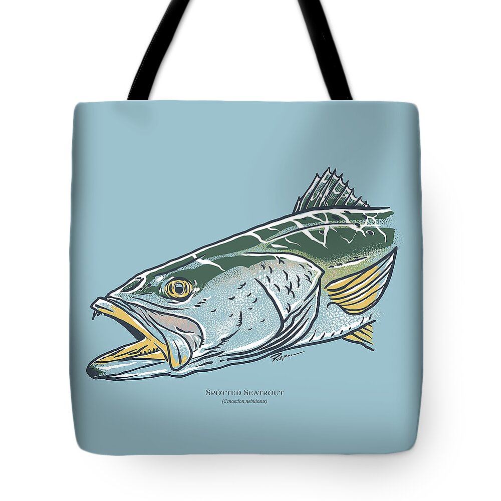 Spotted Seatrout Tote Bag featuring the digital art Spotted Seatrout by Kevin Putman