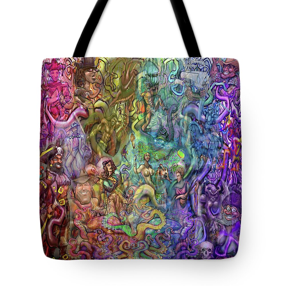Epic Tote Bag featuring the digital art Epic Interwoven Stories by Kevin Middleton