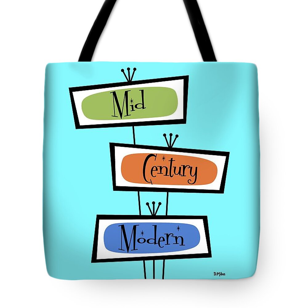 Mid Century Modern Tote Bag featuring the digital art Mid Century Modern Signs by Donna Mibus