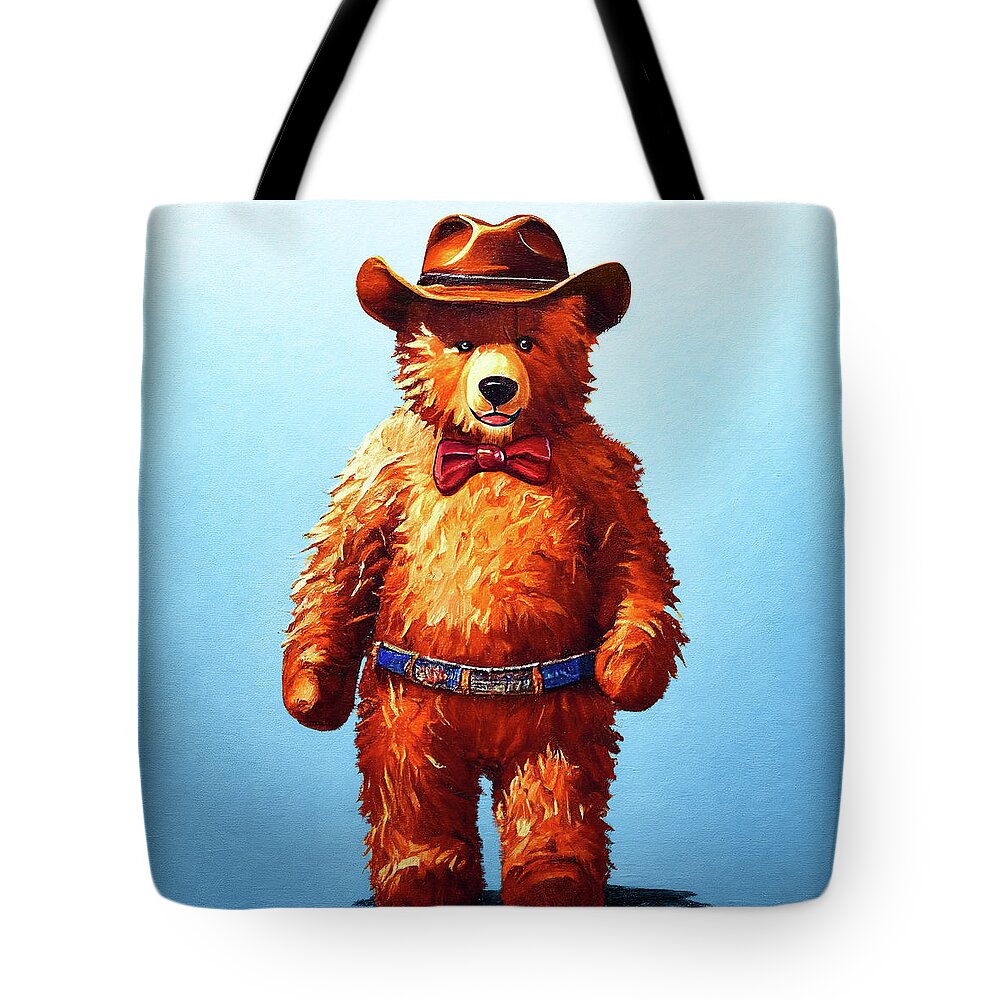 Teddy Bear Tote Bag featuring the photograph Teddy Bear Cowboy by Mark Tisdale