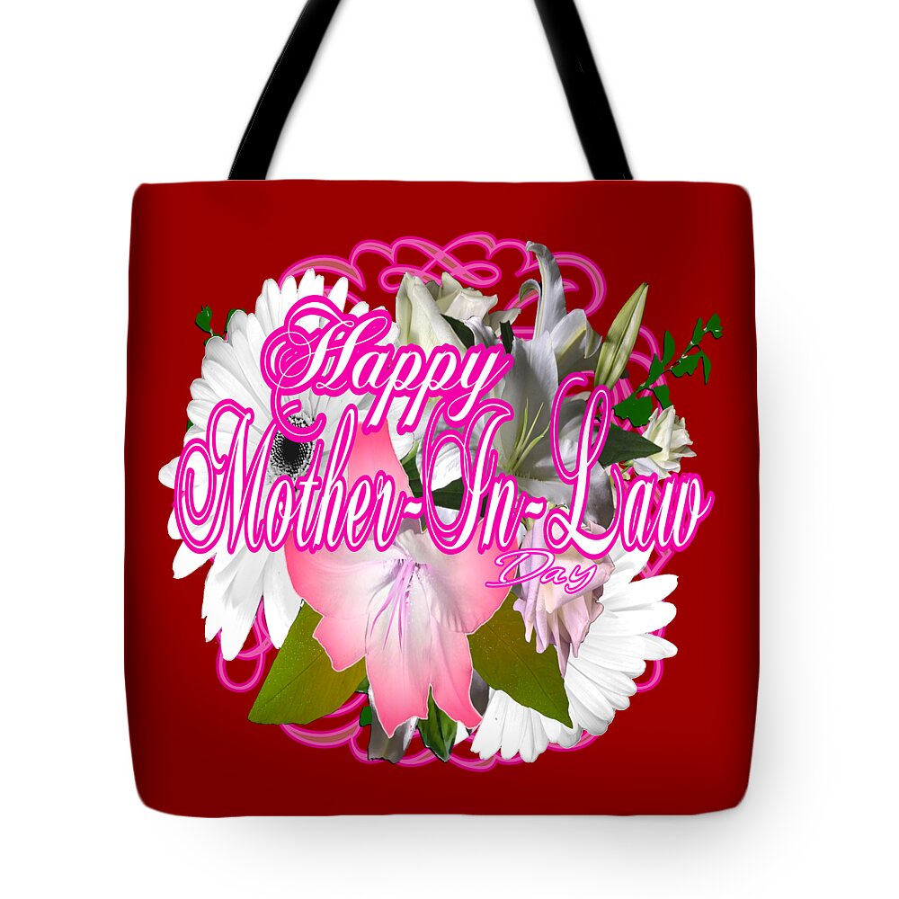 Happy Tote Bag featuring the digital art Happy Mother in law Day October 23 by Delynn Addams