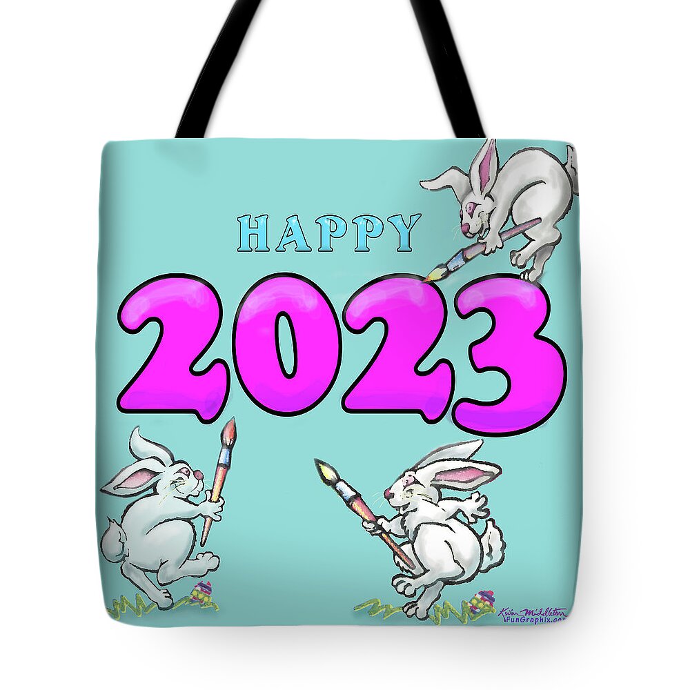 2023 Tote Bag featuring the digital art Happy 2023 by Kevin Middleton