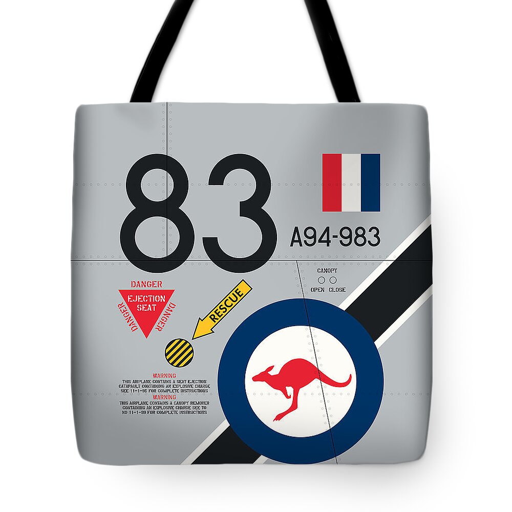 Aircraft Tote Bag featuring the digital art Aircraft Markings - Australia F-86 by Organic Synthesis