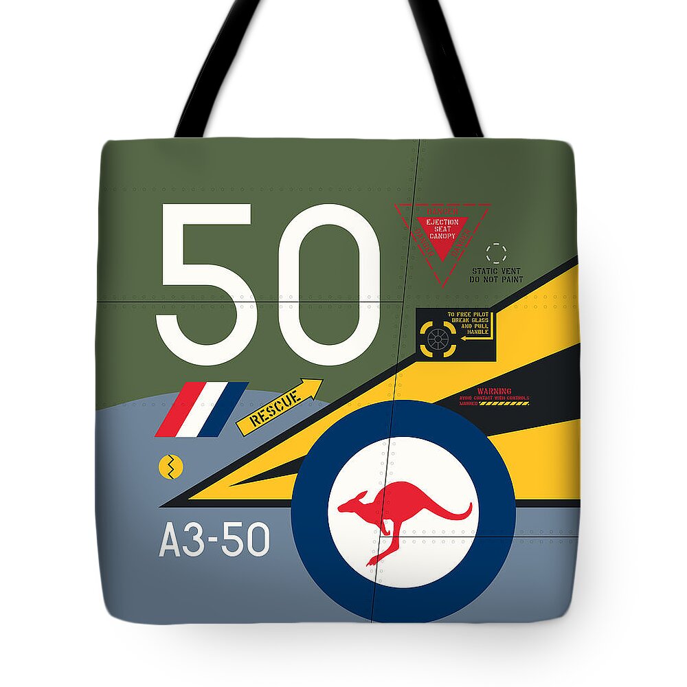 Aircraft Tote Bag featuring the digital art Aircraft Markings - Australia Mirage by Organic Synthesis