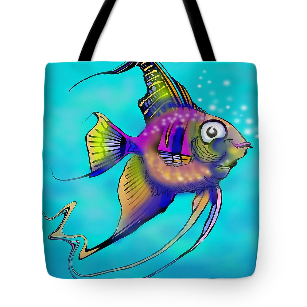 Angelfish Tote Bag featuring the painting Angelfish by Kevin Middleton