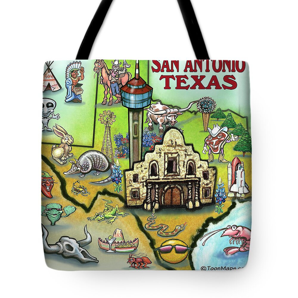San Antonio Tote Bag featuring the digital art San Antonio Texas by Kevin Middleton