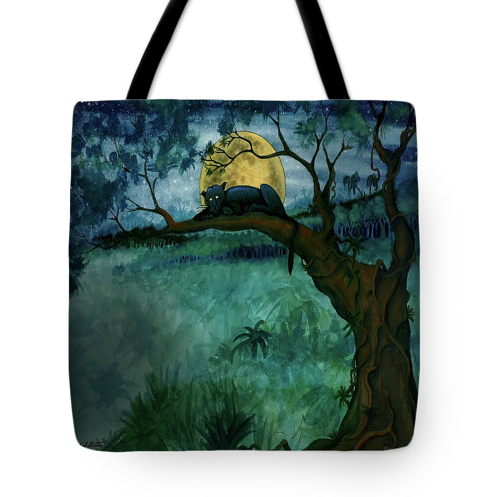 Jungle Tote Bag featuring the painting Jungle Panther by Kevin Middleton