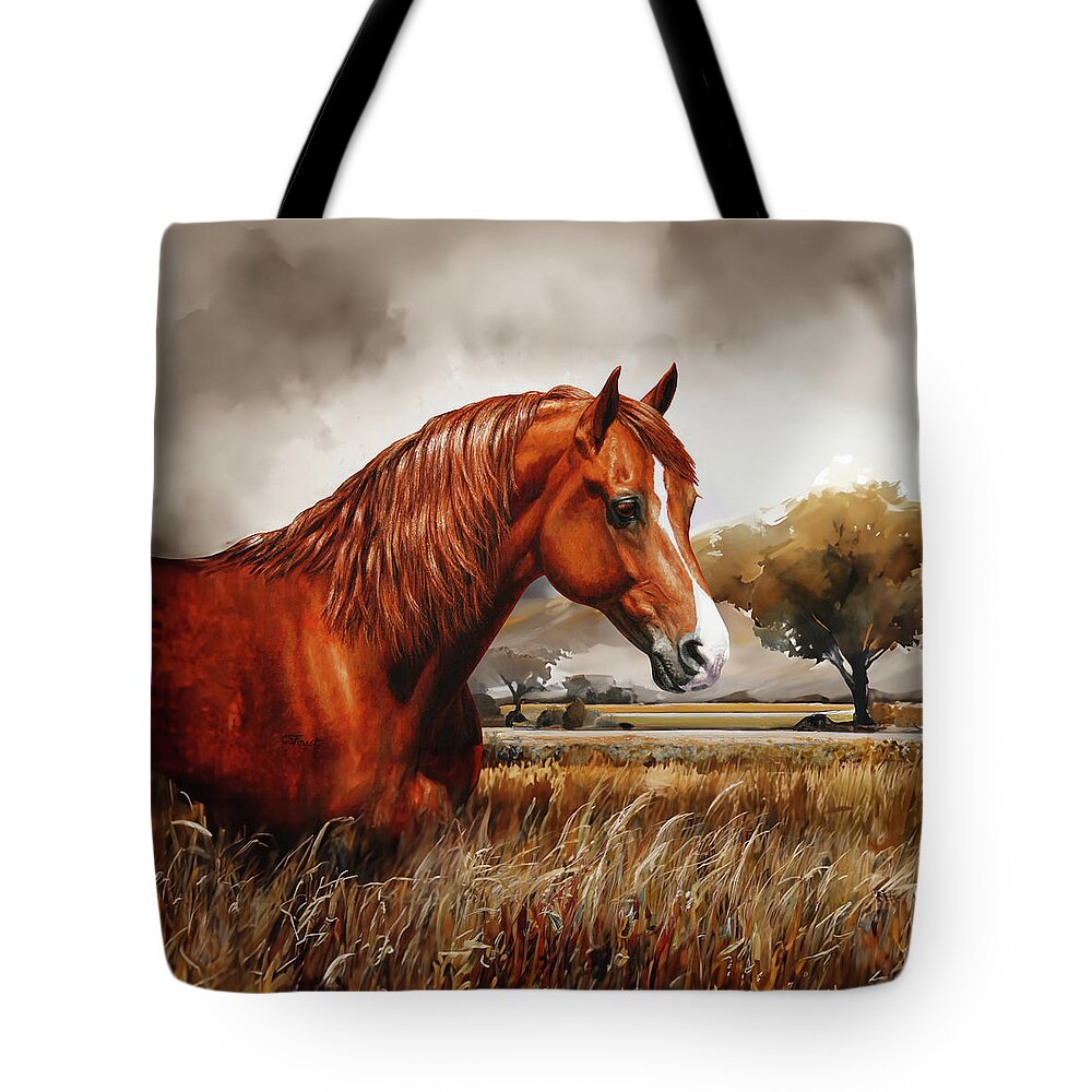 Horse Tote Bag featuring the painting Morgan Horse - Flame by Crista Forest