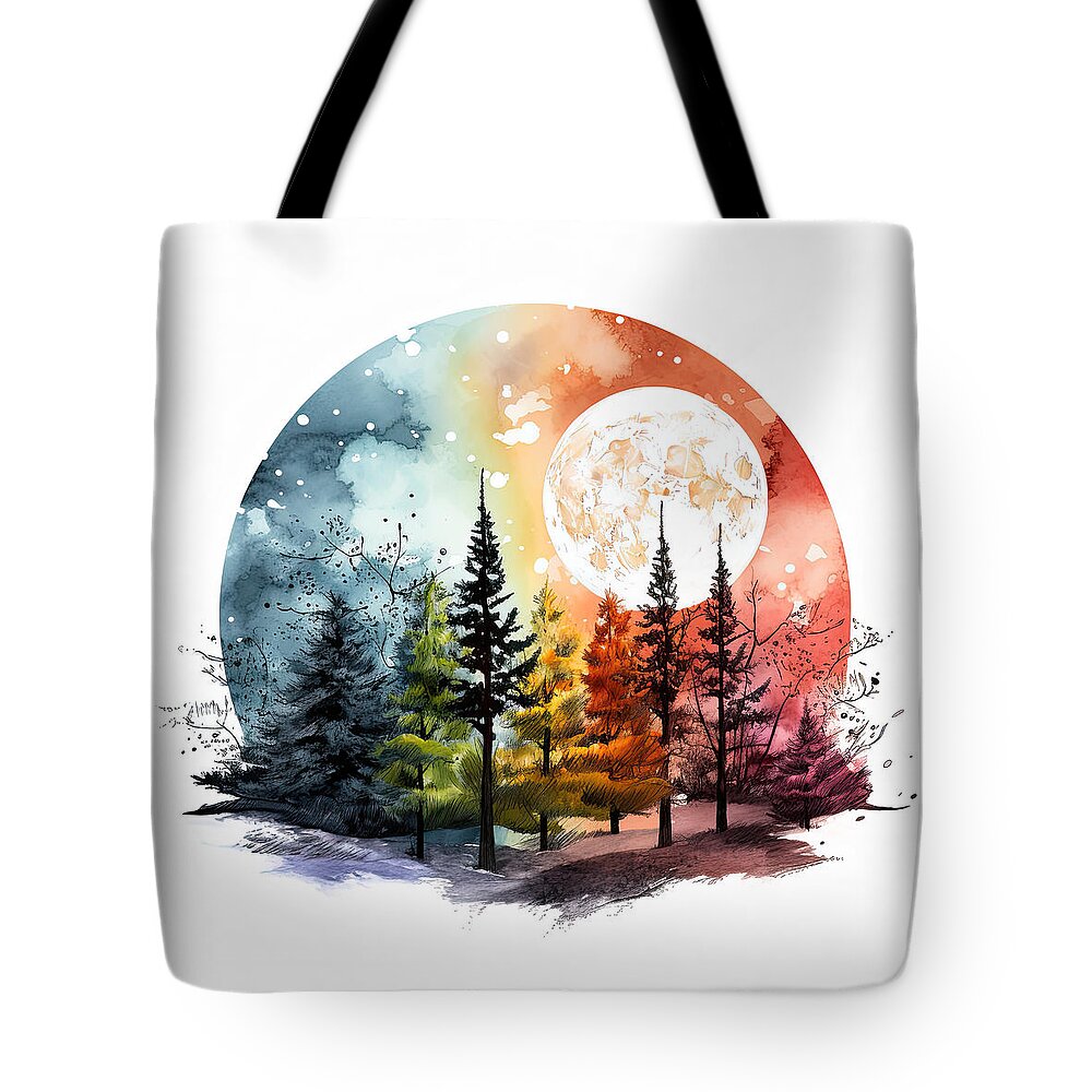 Four Seasons Tote Bag featuring the painting As The Seasons Turn by Lourry Legarde