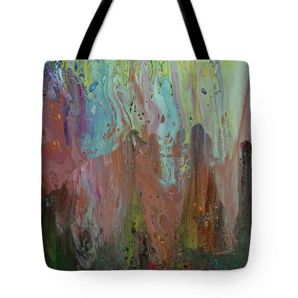 Green Tote Bag featuring the mixed media Ascending by Aimee Bruno