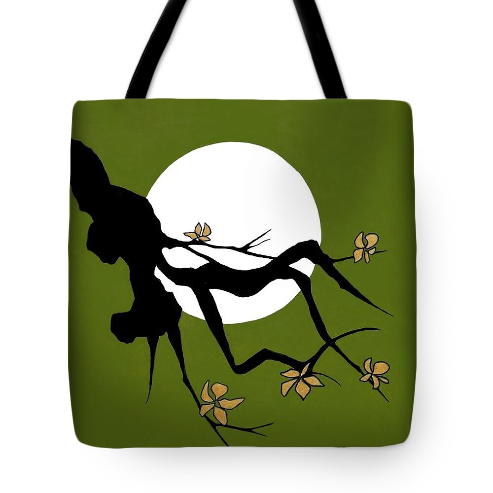 Asian Art Tote Bag featuring the painting Asian Branch Icon No. 1 by Jayne Somogy