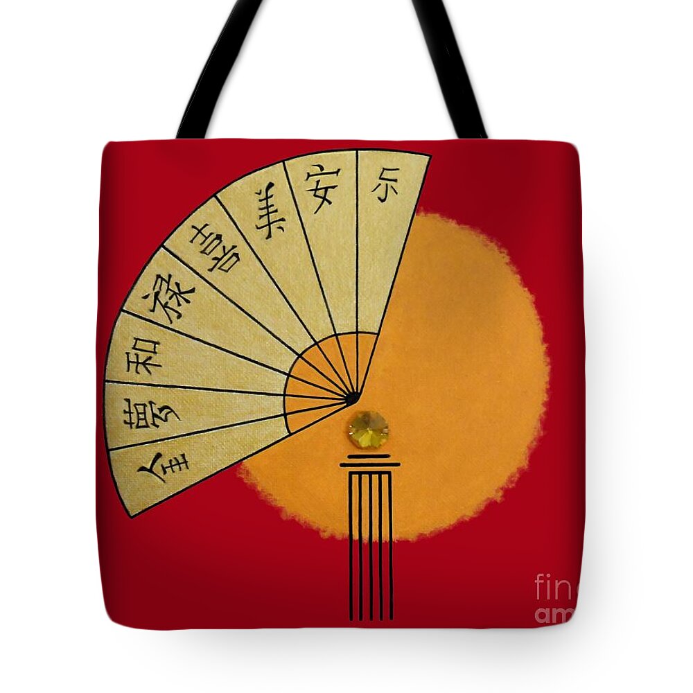 Asian Still Life Tote Bag featuring the painting Asian Fan by Jayne Somogy