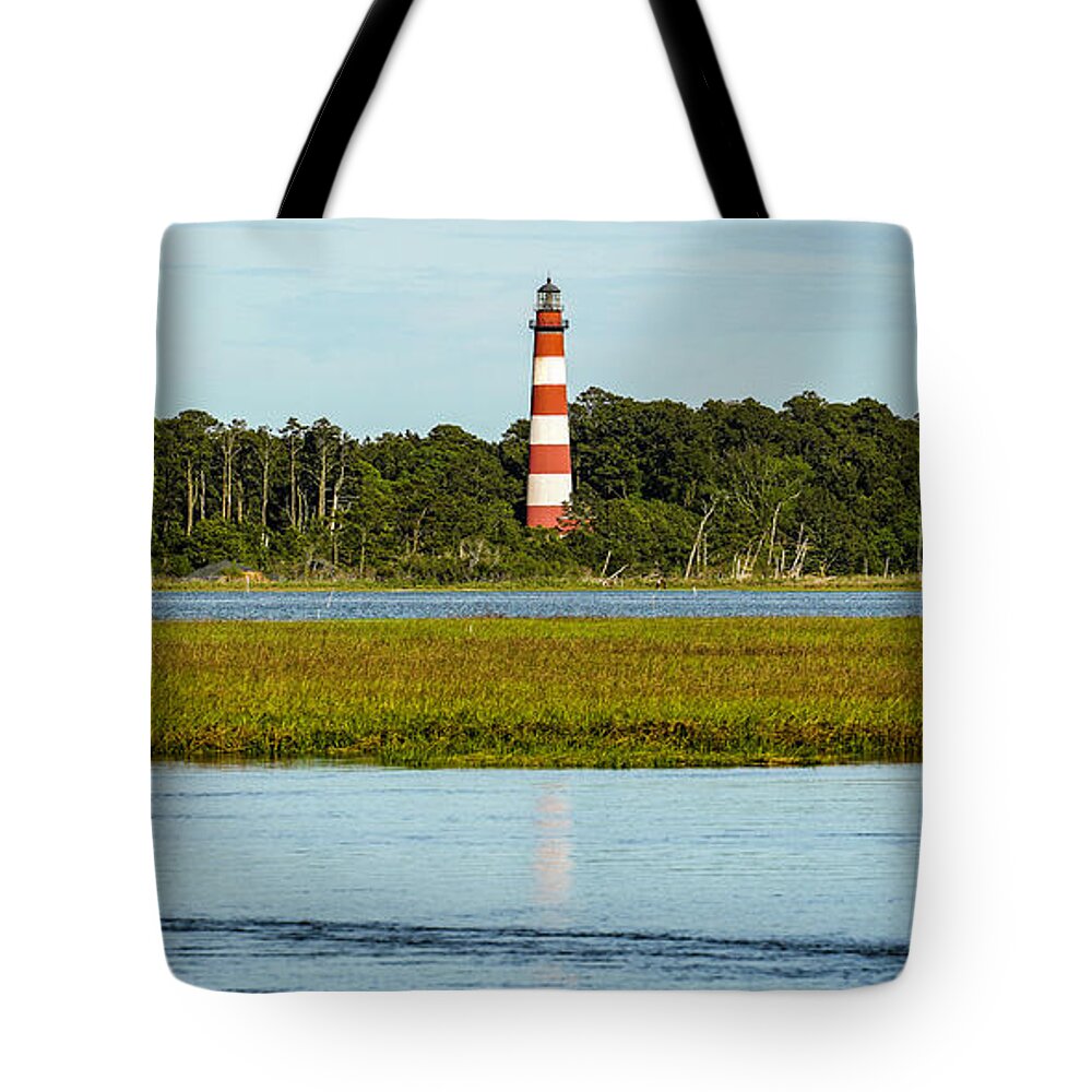 Lighthouse Tote Bag featuring the photograph Assateague Lighthouse by Dale R Carlson