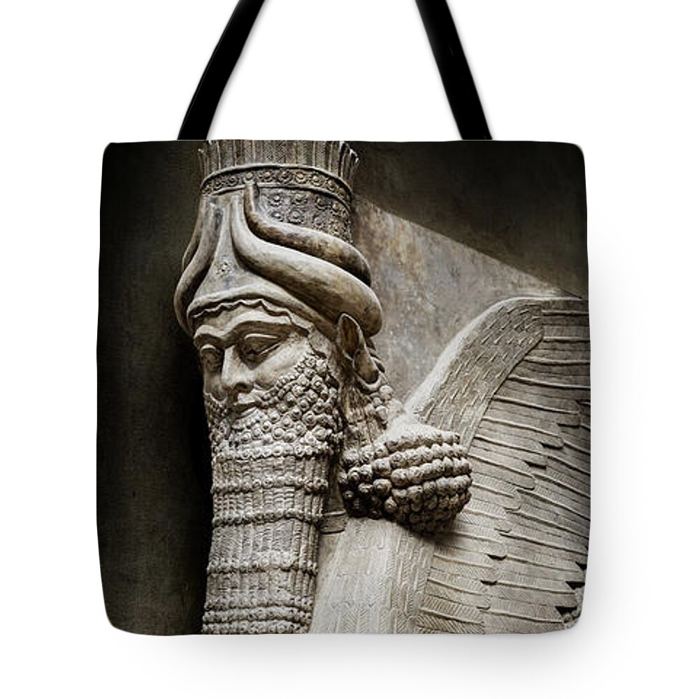 Assyrian Human Headed Winged Bull Tote Bag featuring the photograph Assyrian Human-headed Winged Bull by Weston Westmoreland