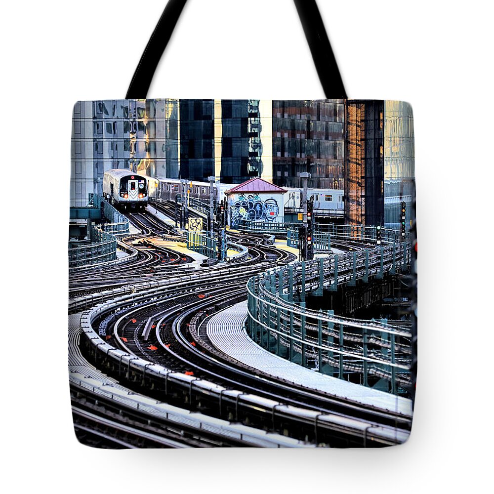 New York City Subway Tote Bag featuring the photograph Astoria Line No.4 - S-Curves by Steve Ember