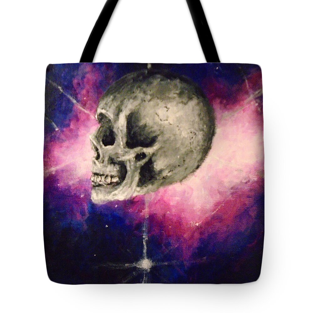 Skull Tote Bag featuring the painting Astral Projections by Jen Shearer