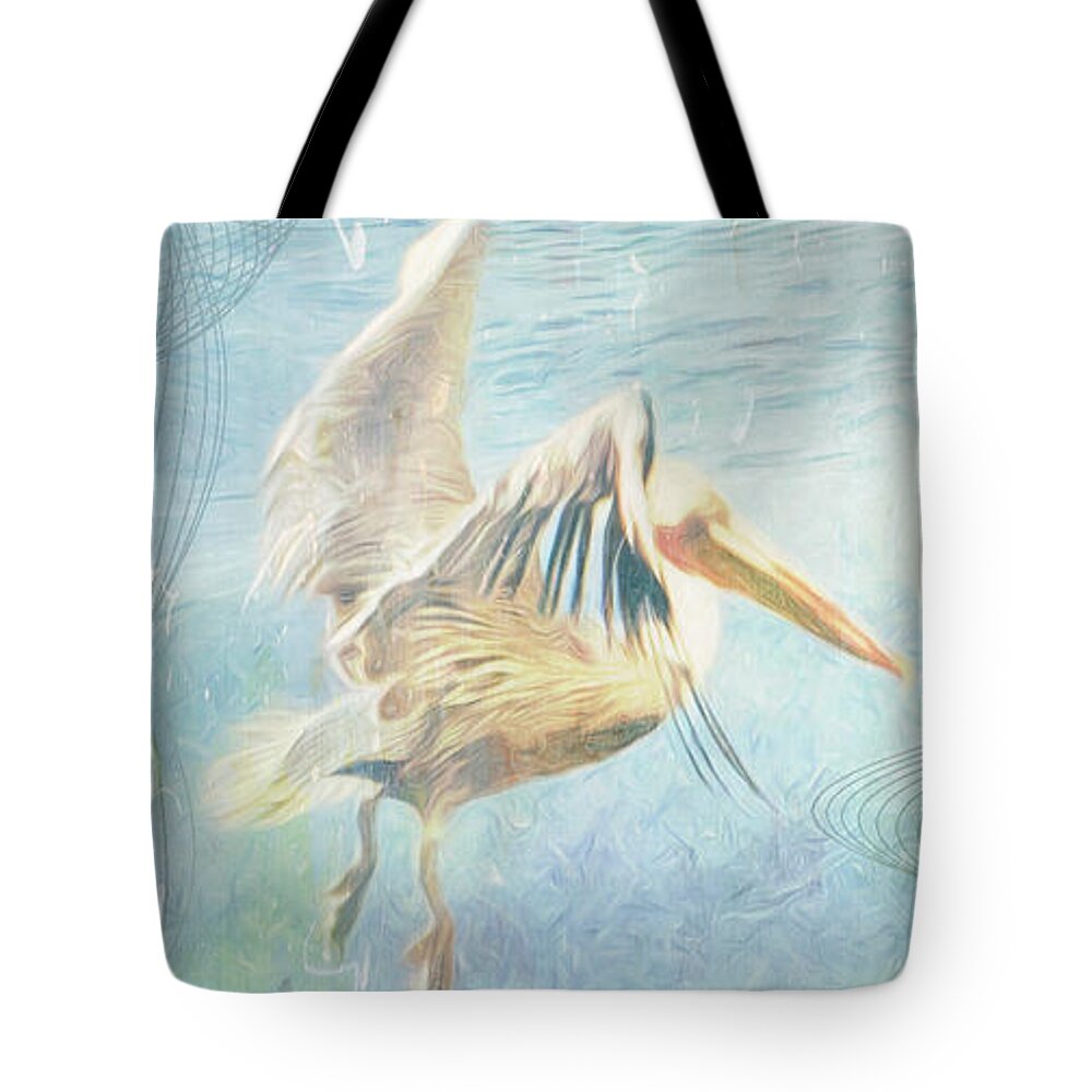 Pelican Tote Bag featuring the digital art At the Shore by Moira Law