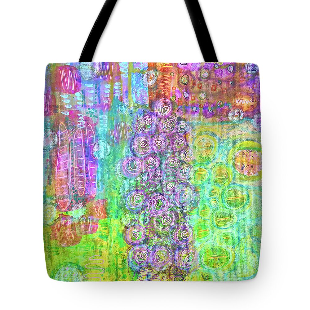 Waterlily Tote Bag featuring the mixed media At the Waterlilypond by Mimulux Patricia No