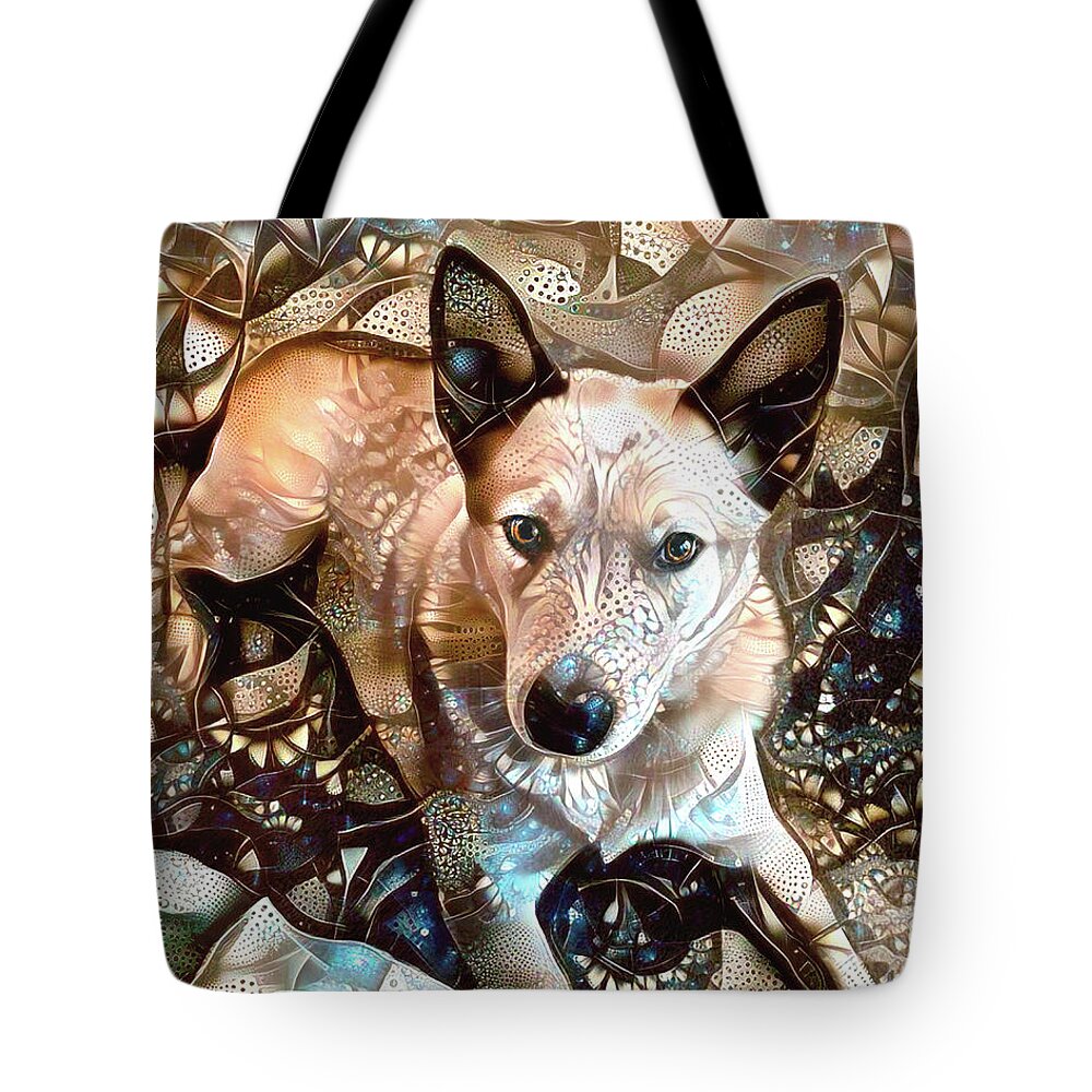 Red Heeler Dog Tote Bag featuring the mixed media Atlas the Red Heeler Dog by Peggy Collins