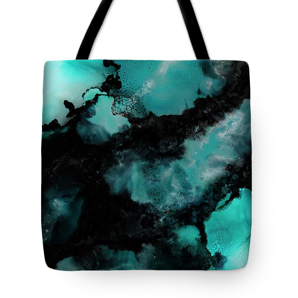 Teal Tote Bag featuring the painting Atoll by Tamara Nelson