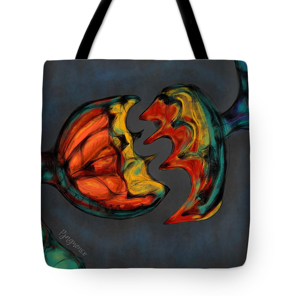 Attraction Tote Bag featuring the digital art Attraction by Ljev Rjadcenko