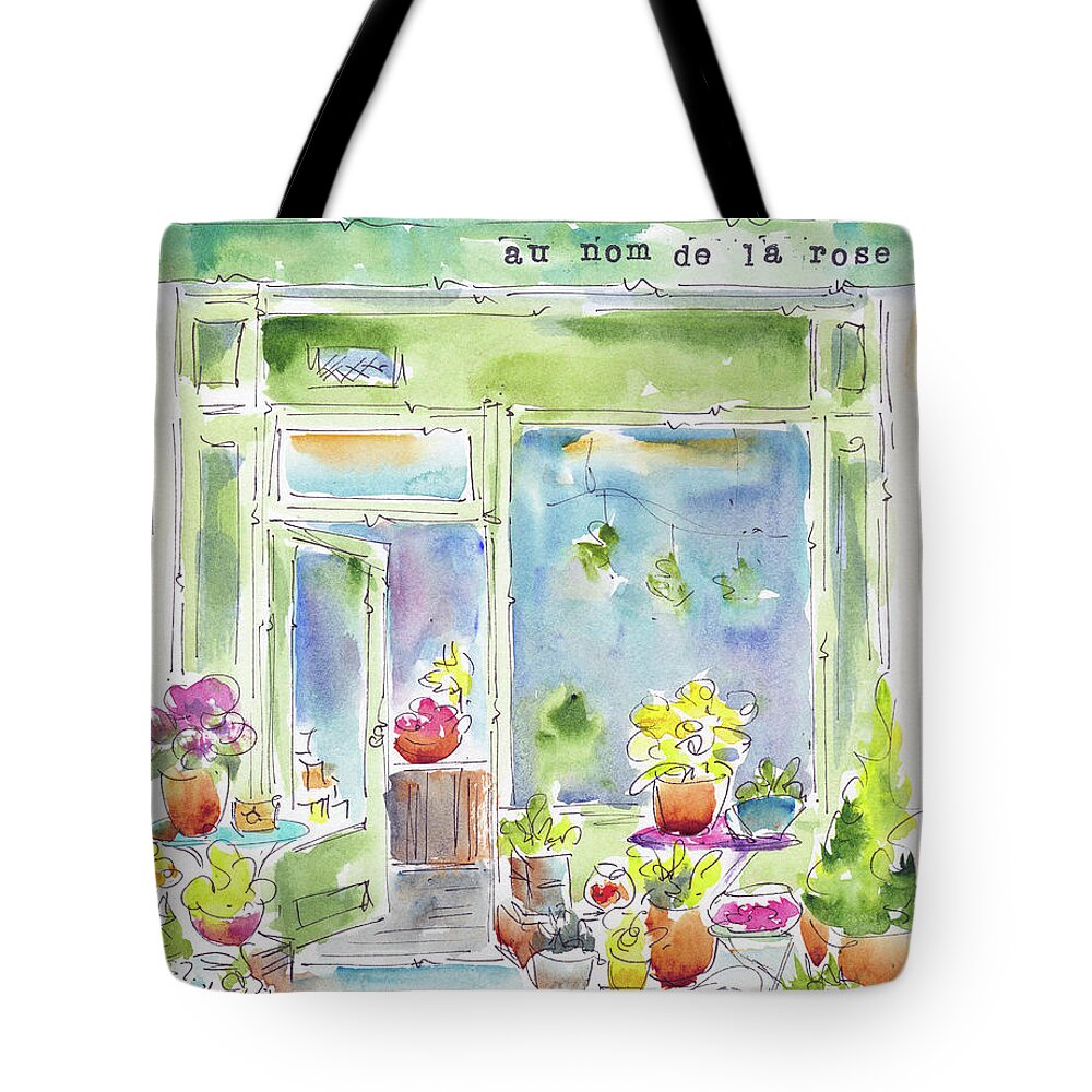 Impressionism Tote Bag featuring the painting Au Nom De La Rose Flower Shop Paris by Pat Katz