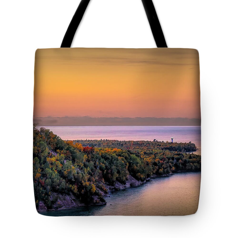 Au Sable Tote Bag featuring the photograph Au Sable Sunset on Lake Superior by Cheryl Strahl