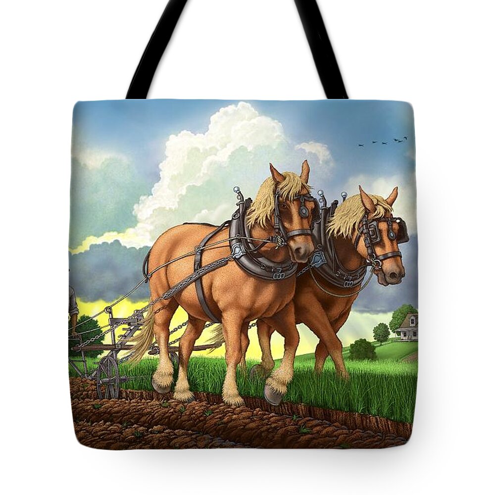 Americana Tote Bag featuring the digital art Pioneers of Audubon County by Scott Ross
