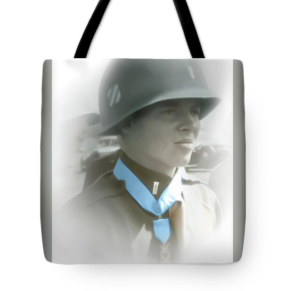 Audie Murphy Tote Bag featuring the photograph Audie Murphy - Medal Of Honor by Dyle Warren