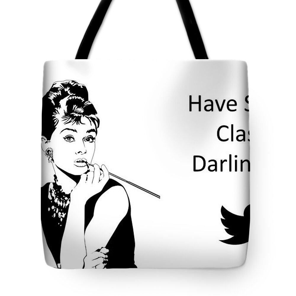 Social Media Tote Bag featuring the drawing Audrey Hepburn Says... by Nancy Ayanna Wyatt