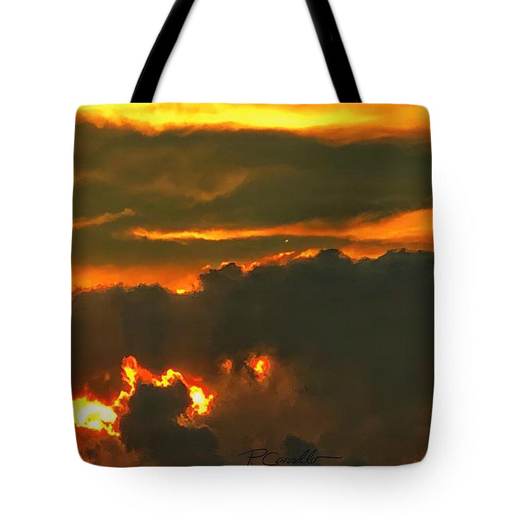 Sunsets Brillant Sunsets Chromatic Sunsets Summer Skys Summer Sunsets Tote Bag featuring the photograph August Fire Sky 2020 by Ruben Carrillo