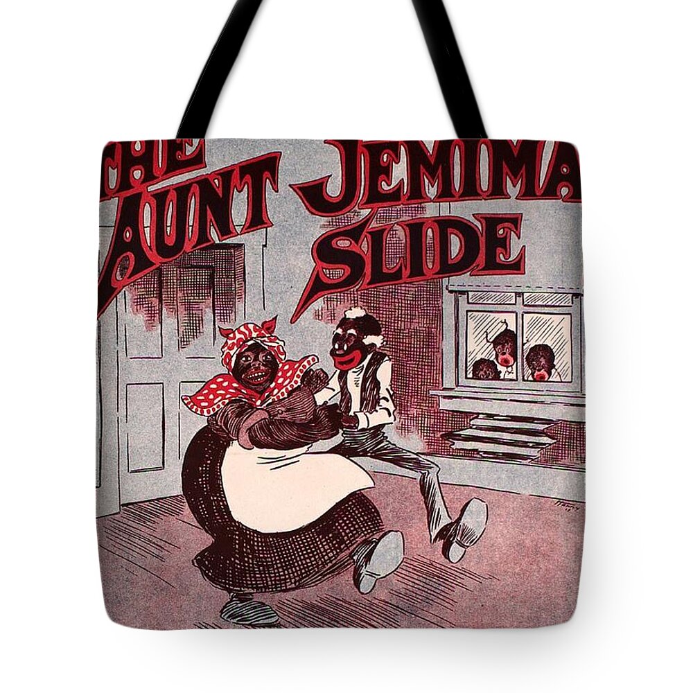 Black Americana Tote Bag featuring the digital art Aunt Jemima Slide by Kim Kent