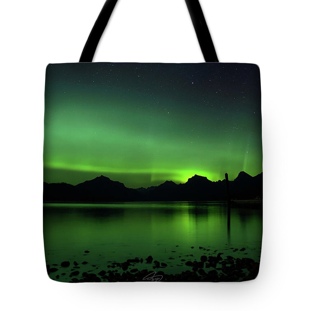  Tote Bag featuring the photograph Aurora Borealis in Landscape by William Boggs