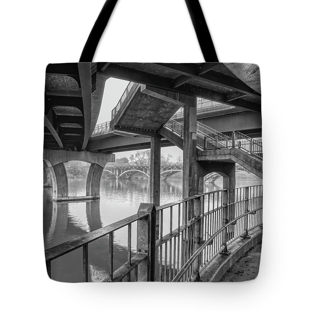 Pfluger Pedestrian Bridge Tote Bag featuring the photograph Austin Underpassing by Jurgen Lorenzen
