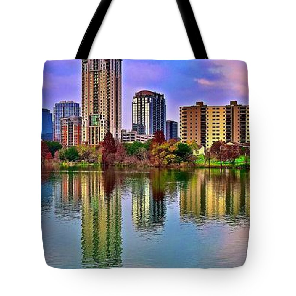 Austin Tote Bag featuring the photograph Austin Wide Shot by Frozen in Time Fine Art Photography
