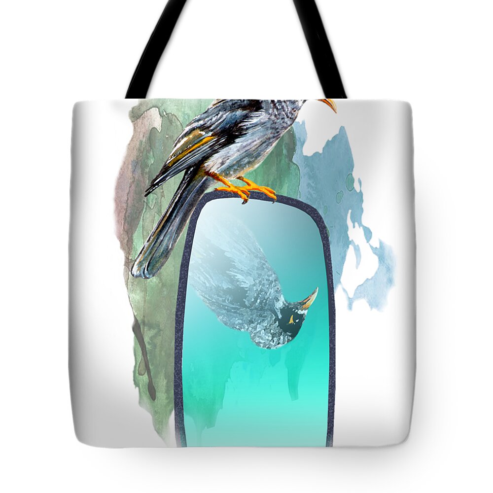 Art Tote Bag featuring the painting Australian Noisy Miner by Simon Read