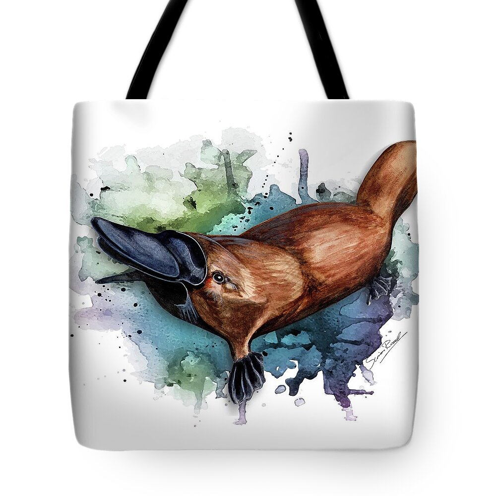 Art Tote Bag featuring the painting Australian Platypus by Simon Read