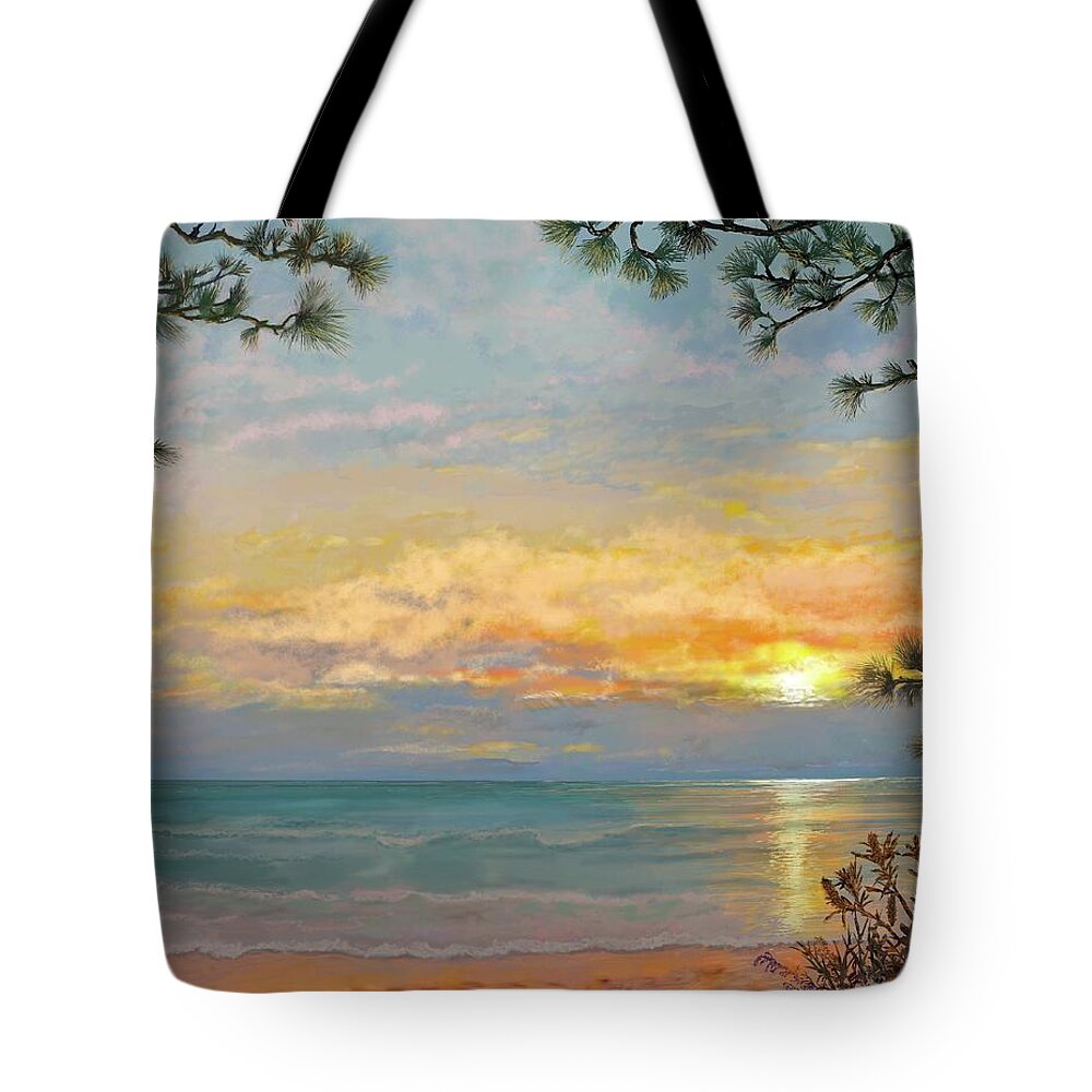 Digital Art Tote Bag featuring the digital art Australian Sunrise by Marilyn Cullingford