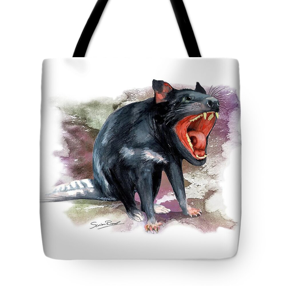 Art Tote Bag featuring the painting Australian Tasmanian Devil by Simon Read