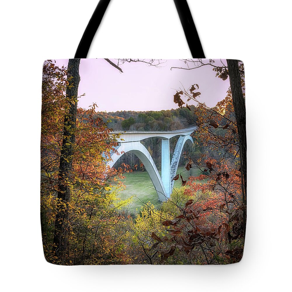 Bridge Tote Bag featuring the photograph Autumn at Birdsong Hollow by Susan Rissi Tregoning