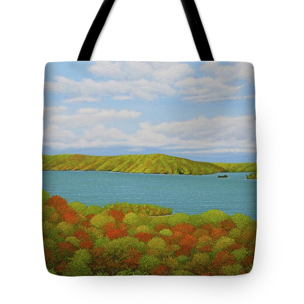 Haliburton Tote Bag featuring the painting Autumn at Sir Sam's by Kenneth M Kirsch