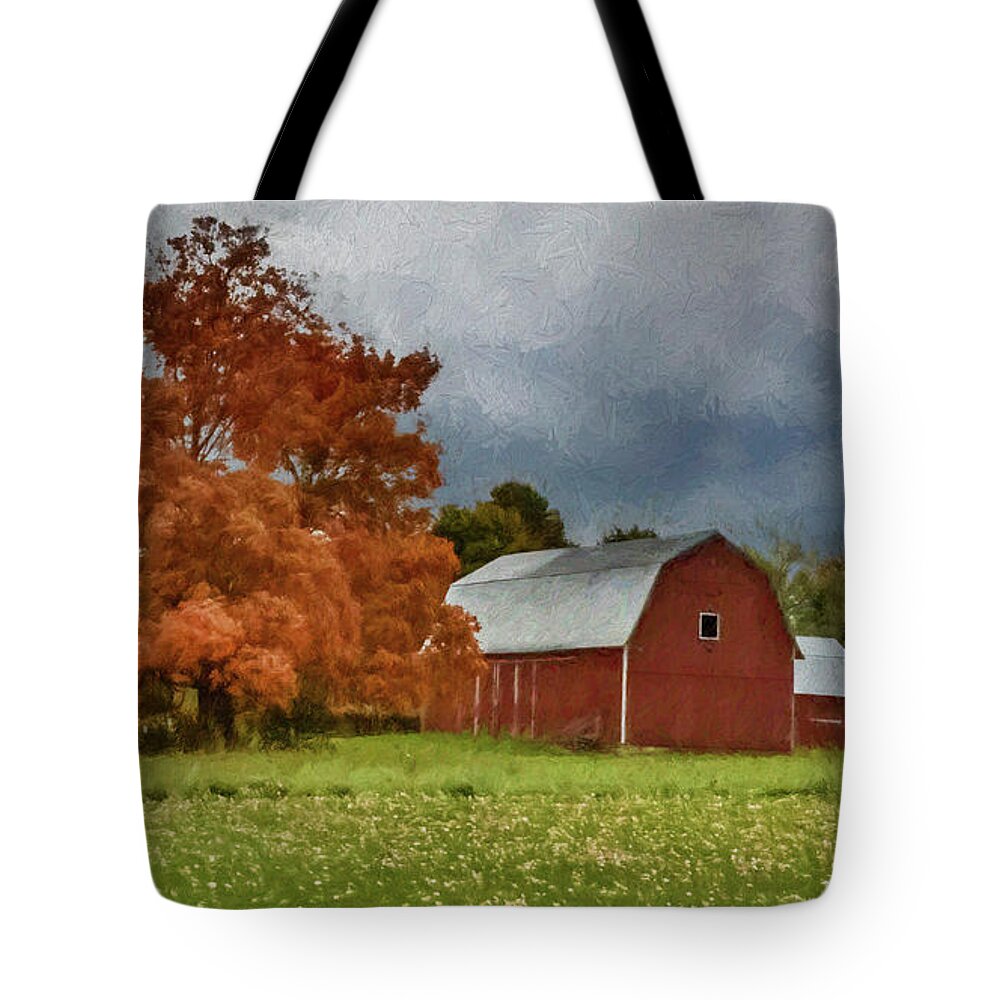 Farm Tote Bag featuring the photograph Autumn At The Farm by Cathy Kovarik