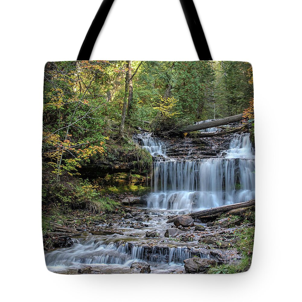 Usa Tote Bag featuring the photograph Autumn at Wagner Falls by Robert Carter