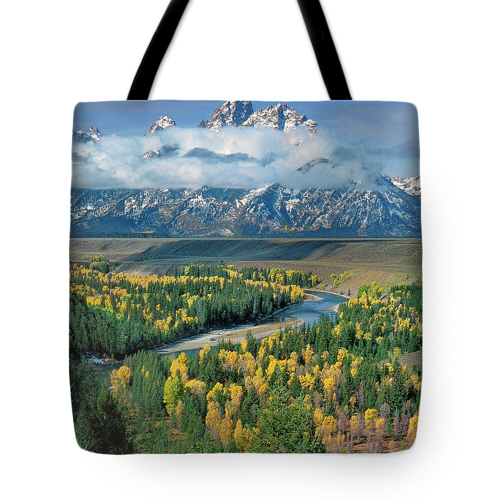 Dave Welling Tote Bag featuring the photograph Autumn Colors Snake River Overlook Grand Tetons National Park Wyoming by Dave Welling