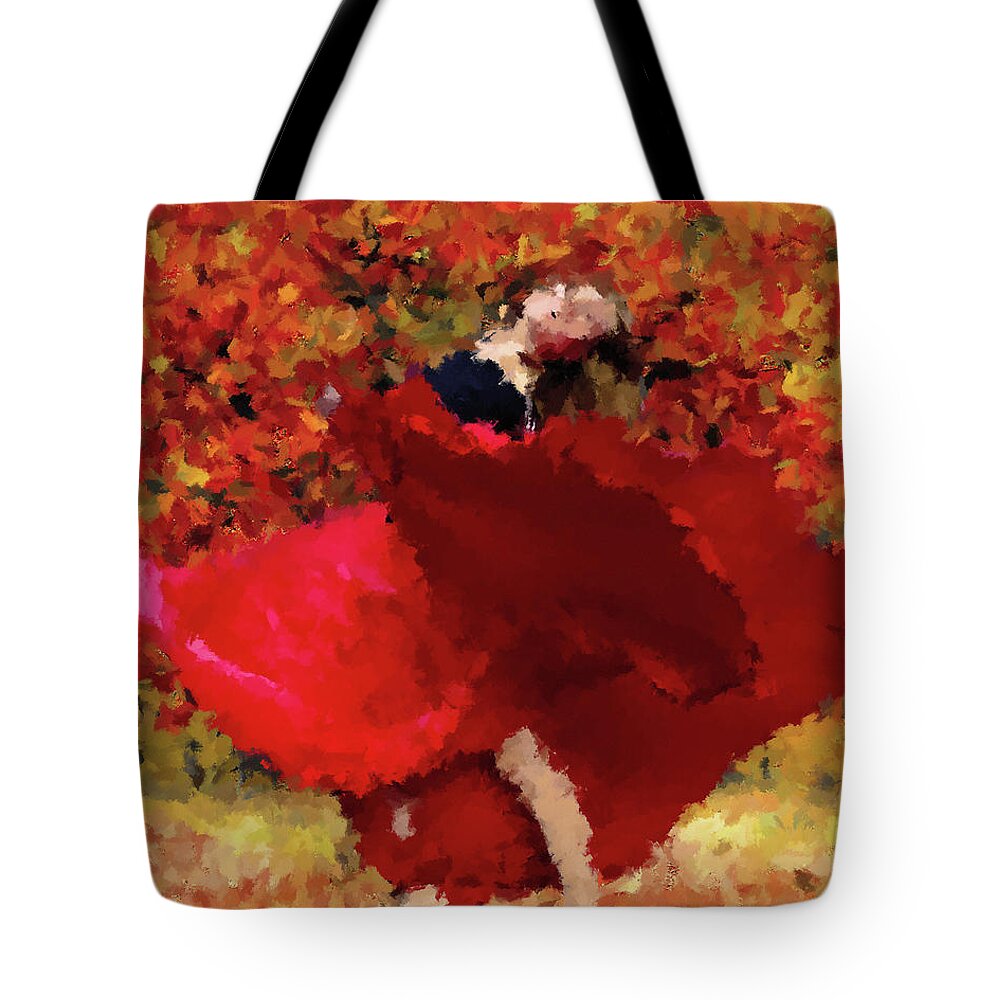Dance Tote Bag featuring the painting Autumn Dance by Alex Mir