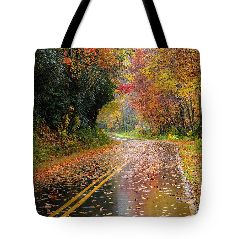 Carolina Tote Bag featuring the photograph Autumn Drive II by Debra and Dave Vanderlaan