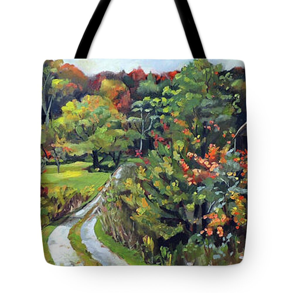 Autumn Tote Bag featuring the painting Autumn Explosion in Vermont by Nancy Griswold