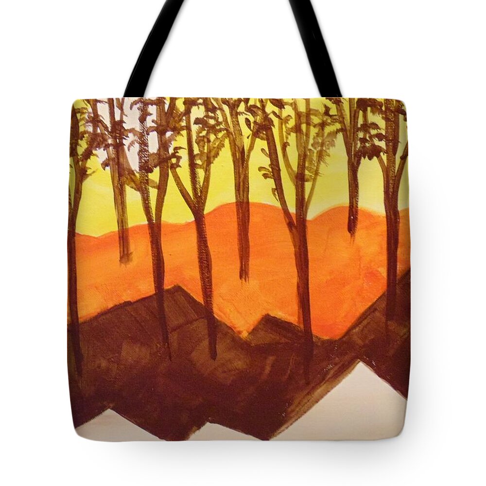 Landscape Tote Bag featuring the painting Autumn Hills by Saundra Johnson
