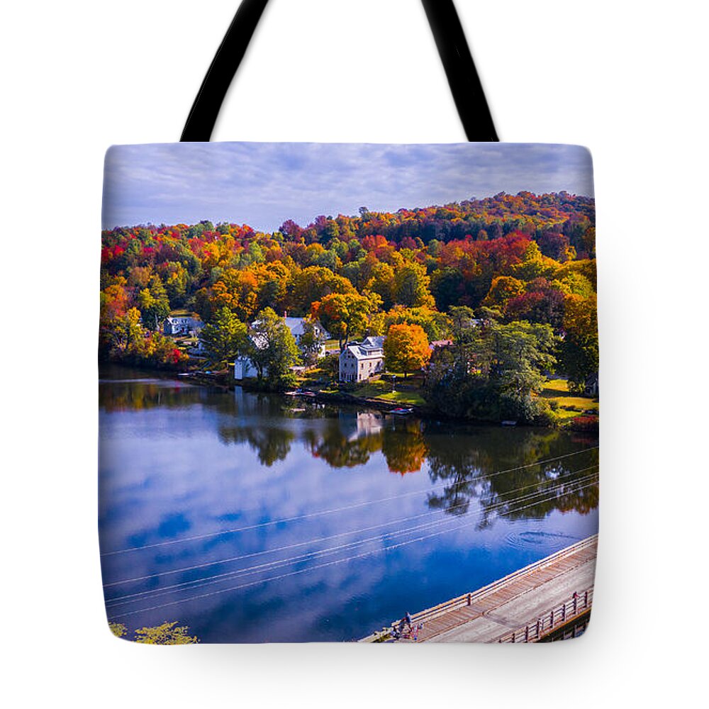 Autumn Tote Bag featuring the photograph Autumn in Brookfield Vermont by New England Photography